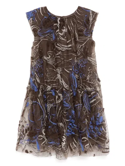 Jnby By Jnby Kids' Embroidered Sleeveless Dress In Brown