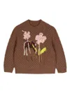 Jnby By Jnby Floral-pattern Wool Jumper In Brown