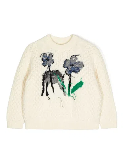 Jnby By Jnby Kids' Floral Wool Jumper In Neutrals