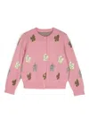 Jnby By Jnby Flower-patterned Wool Cardigan In Pink