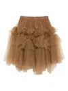 Jnby By Jnby Fungus Edge Mesh Skirt In Brown