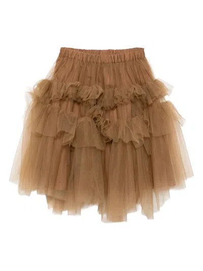 Jnby By Jnby Fungus Edge Mesh Skirt In Brown