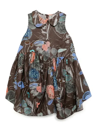 Jnby By Jnby Kids' Graphic-print Dress In Brown