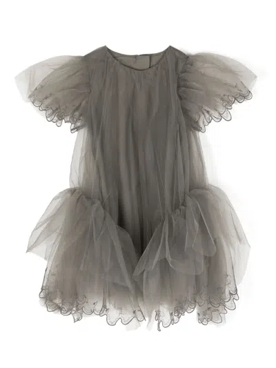 Jnby By Jnby Kids' Lace-trimmed Tulle Dress In Grey