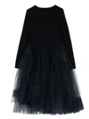JNBY BY JNBY LAYERED TULLE RIBBED-KNIT DRESS