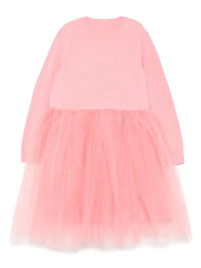 Jnby By Jnby Kids' Long Sleeves Sweater Gauze Dress In Pink