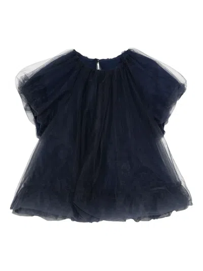 Jnby By Jnby Kids' メッシュ ショートスリーブトップ In Blue