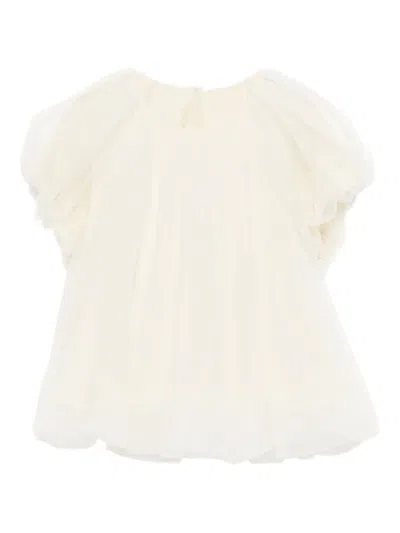 Jnby By Jnby Kids' メッシュ ショートスリーブトップ In White