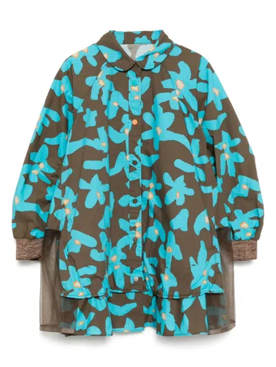 Jnby By Jnby Kids' Plant-printed Dress In Brown