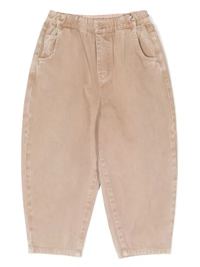 Jnby By Jnby Kids' Tapered-leg Pants In Brown