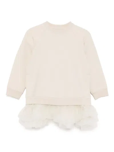 Jnby By Jnby Kids' Tulle-panel Dress In White