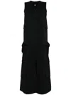 Jnby Cargo-pocket Cotton Midi Dress In Black
