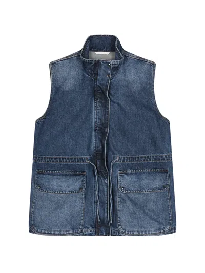 Jnby Cargo-pocket Drawstring Gilet In Blue