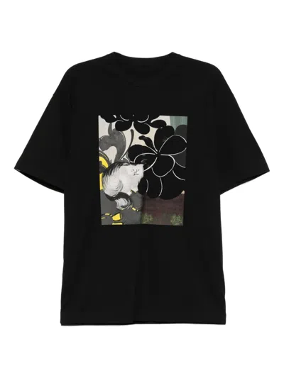Jnby Cat-printed T-shirt In Black