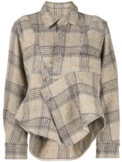 Jnby Check-print Wool Jacket In Multicolour