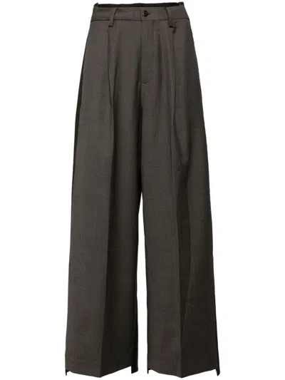 Jnby Coffee Loose Wide-leg Pants In Brown