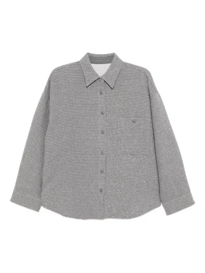 Jnby Collared Tweed Jacket In Gray