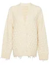 Jnby Collarless Loose Mid-length Cardigan In Neutrals