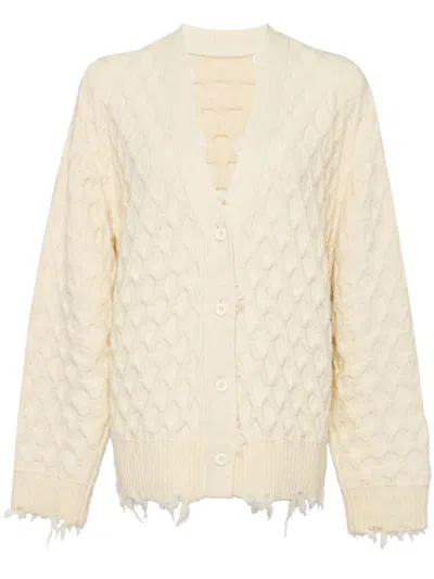 Jnby Collarless Loose Mid-length Cardigan In Neutrals