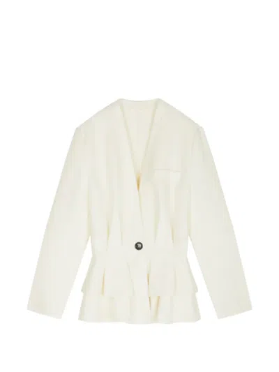 Jnby Collarless Tiered-hem Blazer In Black
