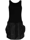 Jnby Contrasting-fabrics Sleeveless Minidress In Black