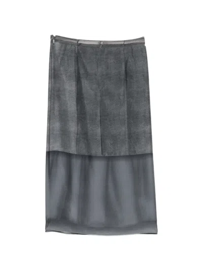 Jnby Contrast-tone Midi Skirt In Gray