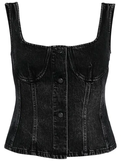 Jnby Corset Denim Top In Blue