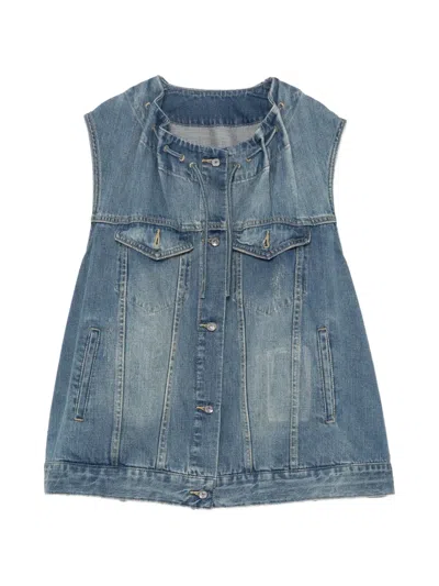 Jnby Cotton Denim Vest In Blue