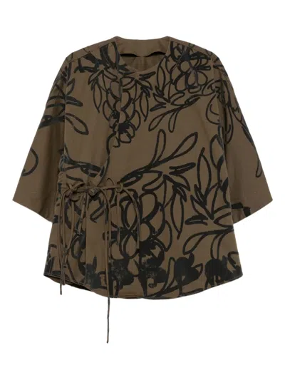 Jnby Cotton Plant Knotted Jacket In Multi