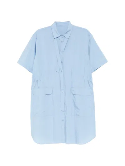 Jnby Crinkle-effect Striped Shirt Dress In Blue