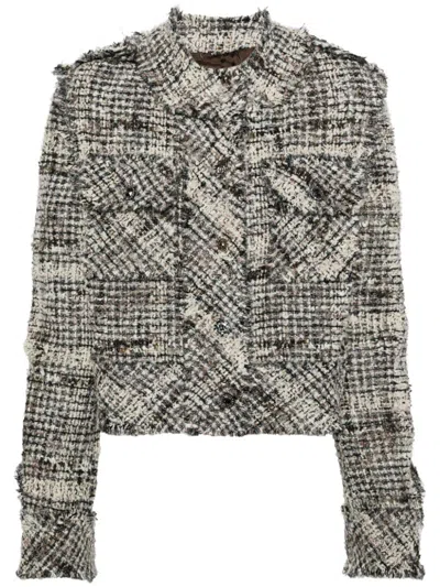 Jnby Crystal Embellishment Tweed Jacket In Neutrals
