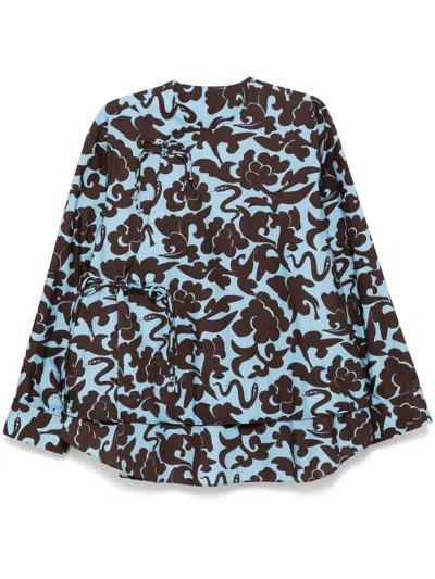 Jnby Curled Hem Jacket In Blue