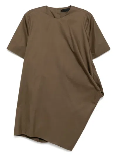 Jnby Curved-hem Dress In Brown