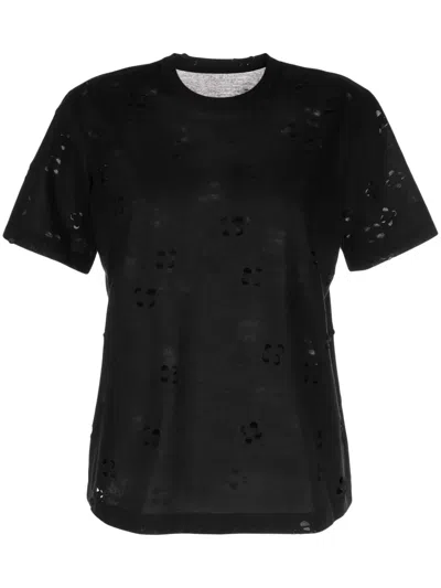 Jnby Cut-out Cotton-blend T-shirt In Black