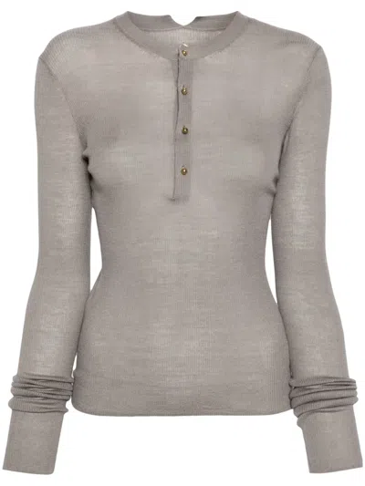 Jnby Cut-out Knitted Top In 灰色