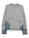 Jnby Denim-patch Jumper In Gray