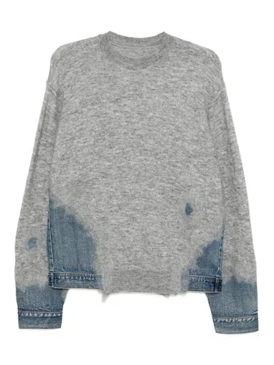 Jnby Denim-patch Jumper In Gray