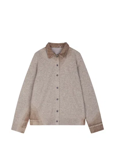 Jnby Cardigan Im Jeans-patchwork-look In Brown