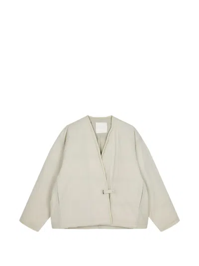 Jnby Diagonal-placket Puffer Jacket In Red