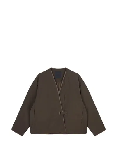 Jnby Diagonal-placket Puffer Jacket In Red