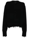 Jnby Distressed Button-up Cardigan In Black