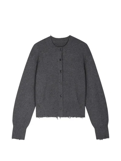 Jnby Distressed Cropped Cardigan In Gray