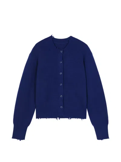 Jnby Distressed-effect Cropped Cardigan In Blue