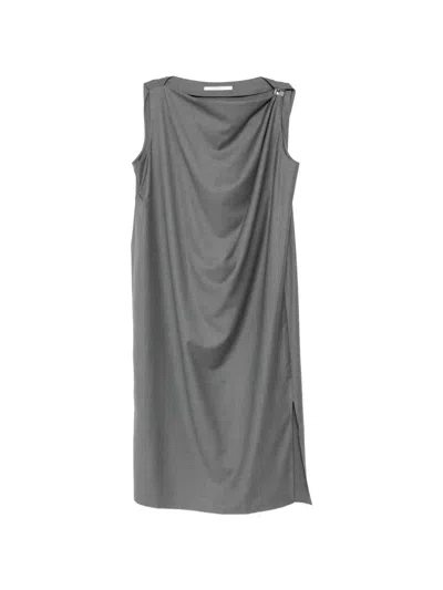 Jnby Draped Cowl-neck Dress In Gray
