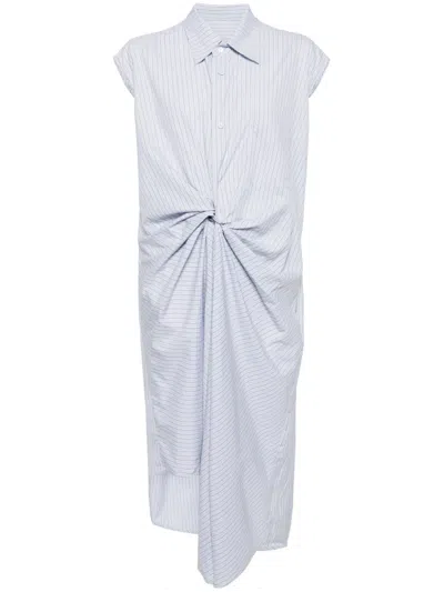 Jnby Draped-design Cotton Dress In Blue