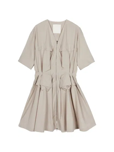 Jnby Draped-waist Short-sleeve Mini Dress In Neutral