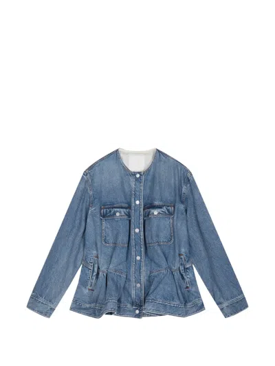Jnby Drawstring Cargo-pocket Denim Jacket In Animal Print