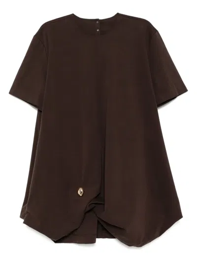 Jnby Drawstring-hem Dress In Brown