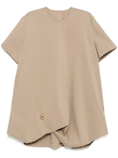 Jnby Drawstring-hem Dress In Neutrals
