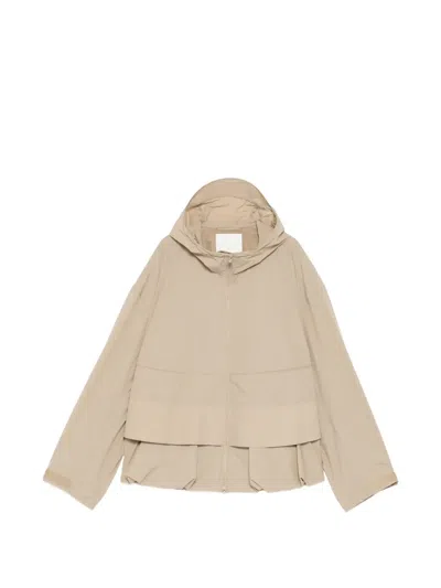 Jnby Drawstring-hem Hooded Jacket In Brown